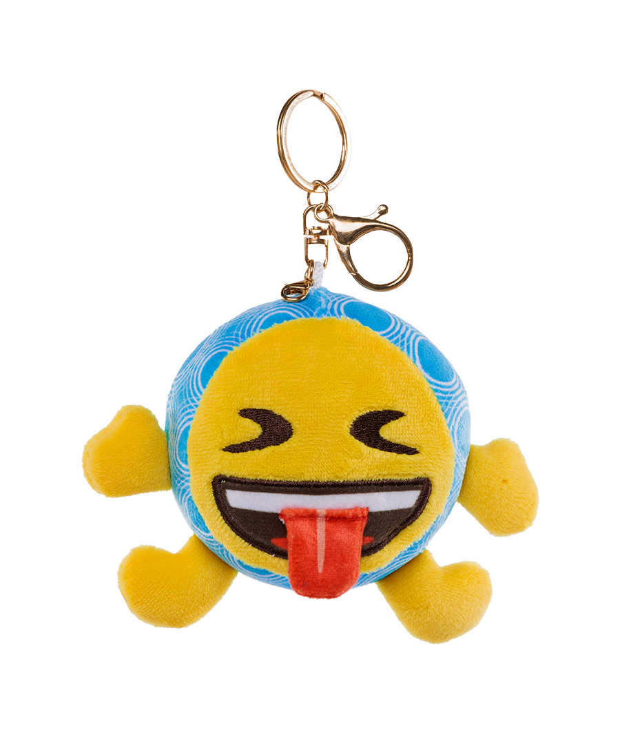 unis technology x emoji plush keychain squinting face with tongue