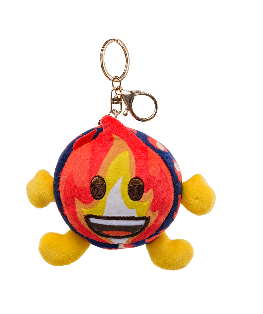 unis technology x emoji plush keychain fire face